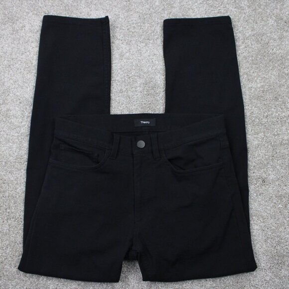 Theory Raffi Neoteric Twill Pants Men 28 Black Cotton/Nylon Stretch w/28" inseam - Picture 1 of 13